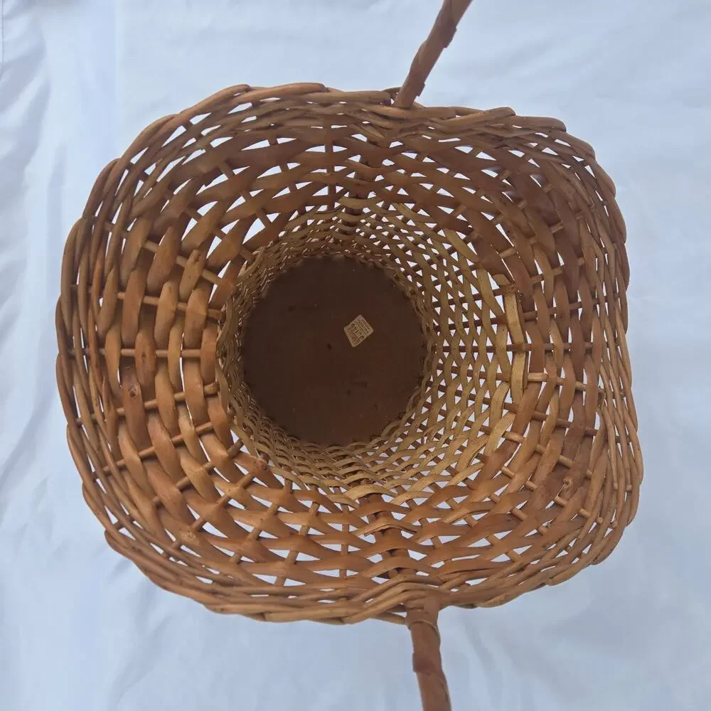 Vintage Rattan Wicker Floor Vase Basket Handles 24